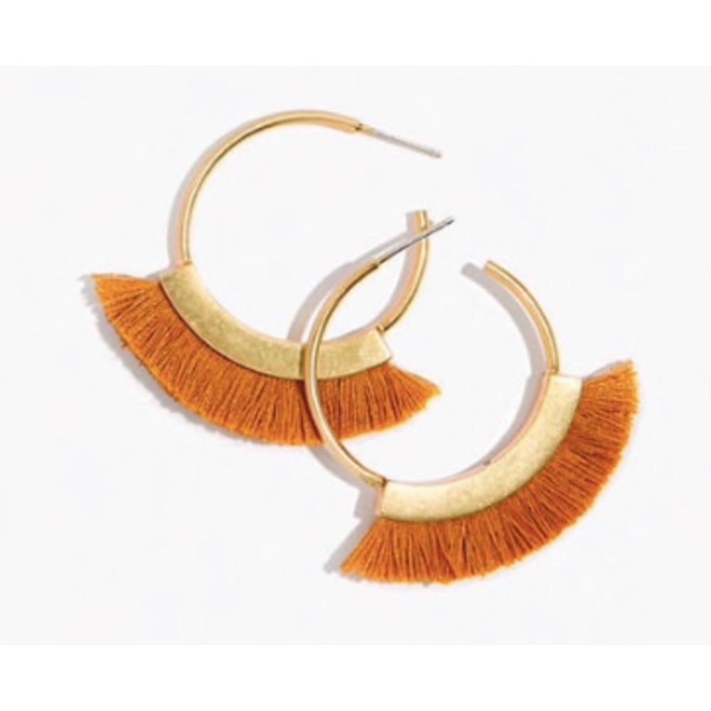 NEW MADEWELL Fringe Hoop Earrings in Cumin
